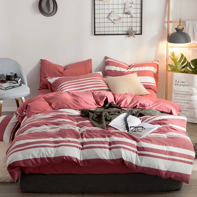 

Ms.O Home Textile Plaid Duvet Cover Cotton Stripe Triangle Geometric Printed Designer Bedding Set Handmade Bedroom Bed Linen