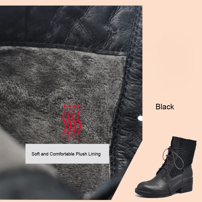 Artmu; оригинальные Ботинки martin в британском ретро-стиле; сезон осень-зима; мотоботы на среднем каблуке; красивые кожаные ботильоны - Цвет: Black Plush Lining