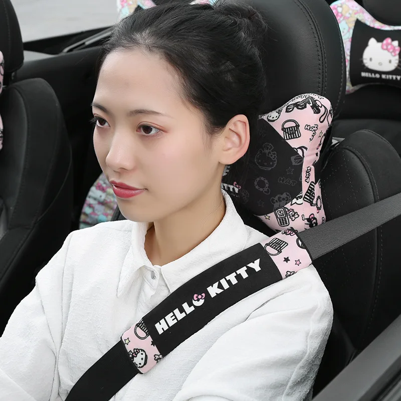 Новый мультфильм автомобилей обивка ремней розовый милый hello kitty автомобиль