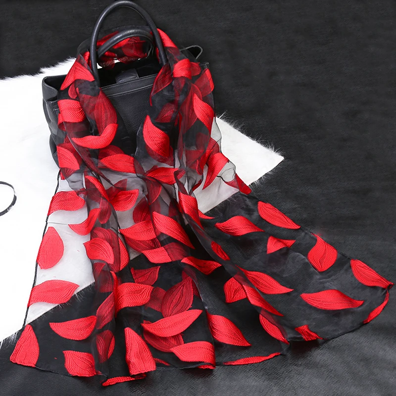Lenço de Seda para Mulheres Verão Brisa Leve Sheer Wrap Organza Gaze Cachecol S9076