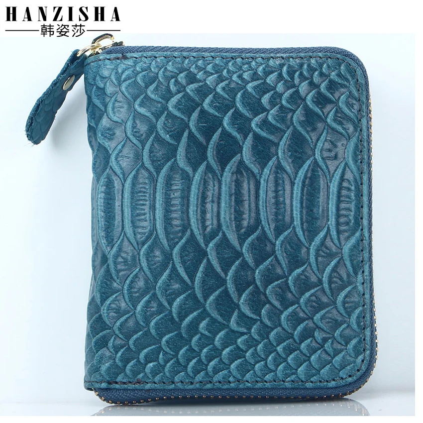 

2018 New Brand Women Wallet Genuine Leather Snake Pattern Short Wallet Leather Women Coin Purse Zipper Women Card Holder Bag