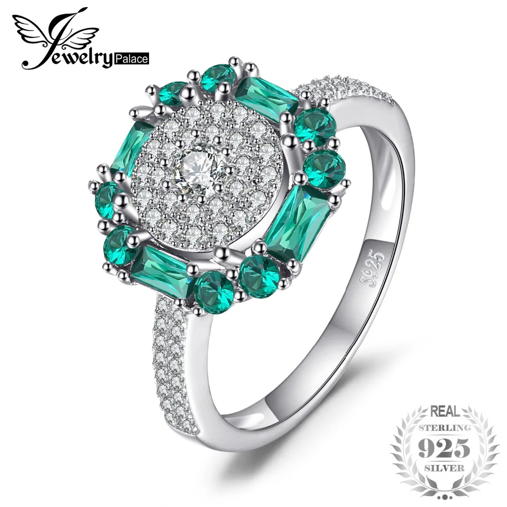 Jewelrypalace 1ct создана изумрудов кольцо 100% реальные 925 серебро Винтаж Ювелирные