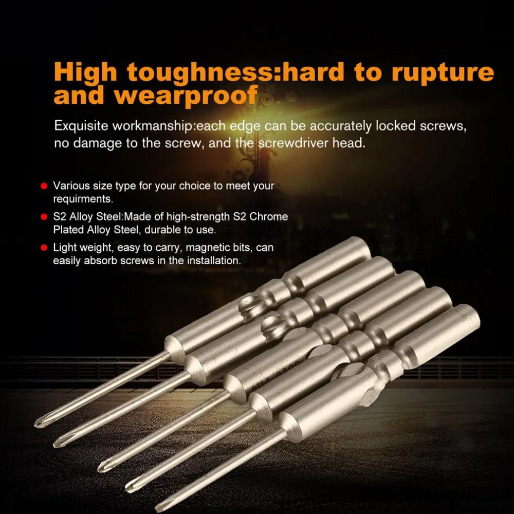 

5Pcs S2 Steel 60mm Magnetic Precision Philips Screwdriver Bits Set Cross Tip Hex Screwdriver Screw Head Hand Repair Tools