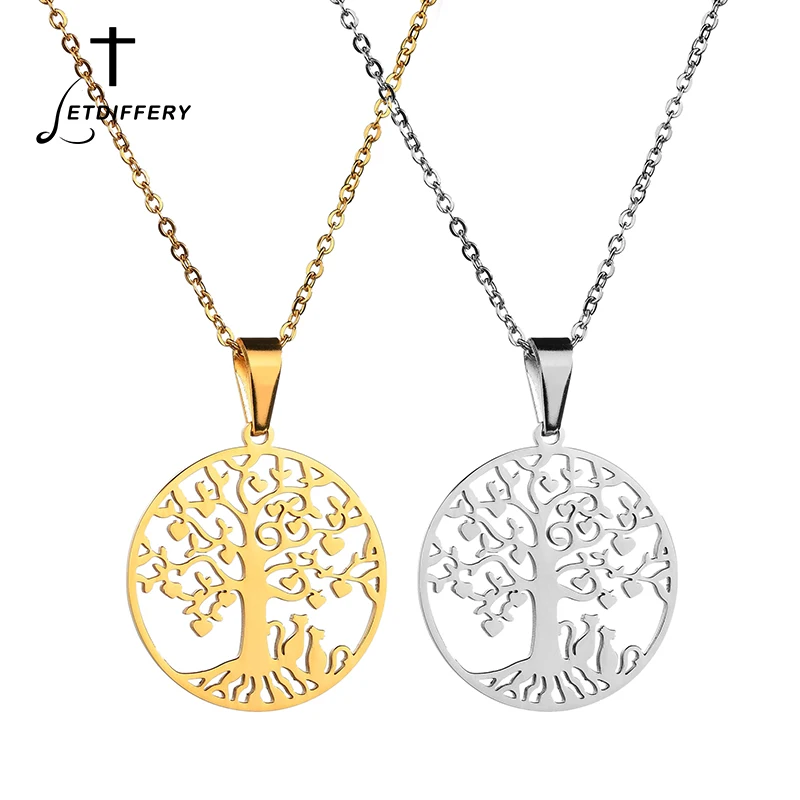 

Letdiffery Silver Tree of Life Pendant & Necklace Gold Color Chain Necklace Jewelry Gift for Women