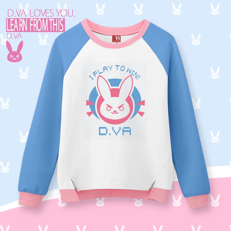 

2017 Spring Women Dva Long Sleeve Pullover D.va Cotton O-Neck Casual Patchwork Sweatershirt D.va Sweatershirts Mei Soldier 76