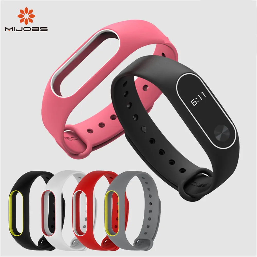 

Mijobs Colorful silicone replacement belt For Xiao mi Mi Band 2 Replace Smart Band Accessories Mi Band 2 Silicone bracelet strap