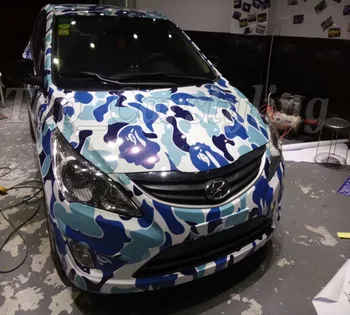 

Baby blue & White Camo Vinyl Camouflage Car Wrap Car Vinyl Sticker Sheet Digital Decals with Bubble Free /1.52x5/10/15/20/30m