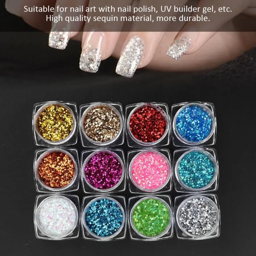 12 цветов дизайн ногтей Ромб блесток матовые тени для век Инструменты для маникюра аксессуары