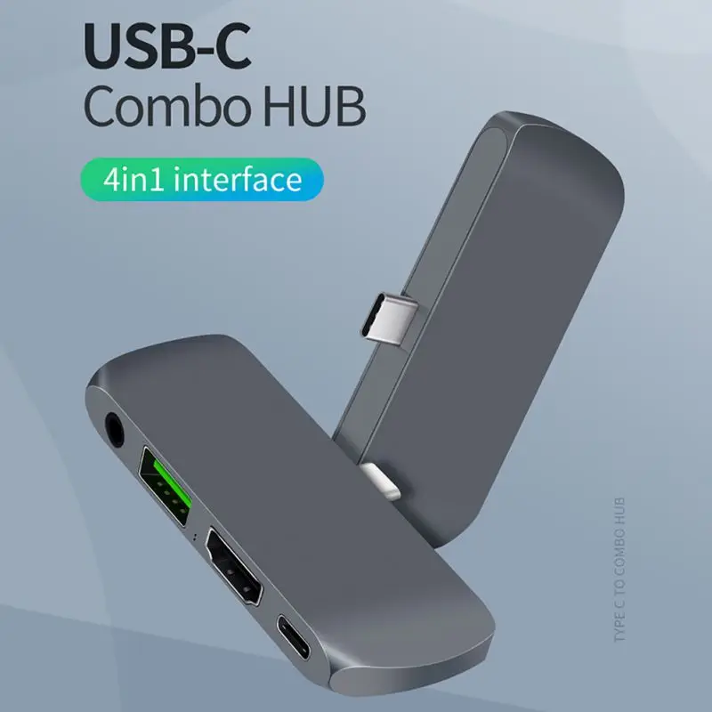 

Luxury 4 in 1 USB C HUB for Ipad Pro USB-C Adapter with PD Charging HDMI 4K USB 3.0 3.5mm audio compatible Type-C