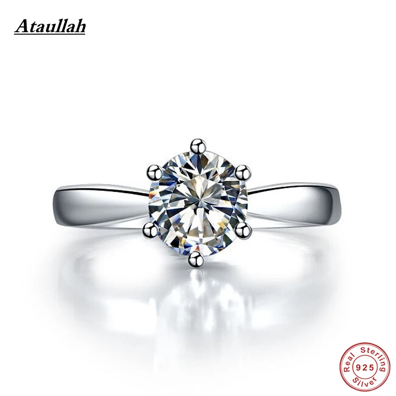 

Ataullah 925 Sterling Silver Platinum Plated 1Carat SONA Diamond Engagement Rings For Women Wedding Rings for Girl RWD001-3
