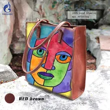 Книги по искусству рука рисунок граффити мешок ретро большой Ёмкость сумки Для женщин сумки из натуральной полная кожа зерна сумка Personalizar Bolso