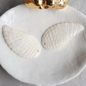 

48MM 16Pcs 100% Natural White Shell Wing Style Jewellery Charms Beads Jewelry Accessories Findings