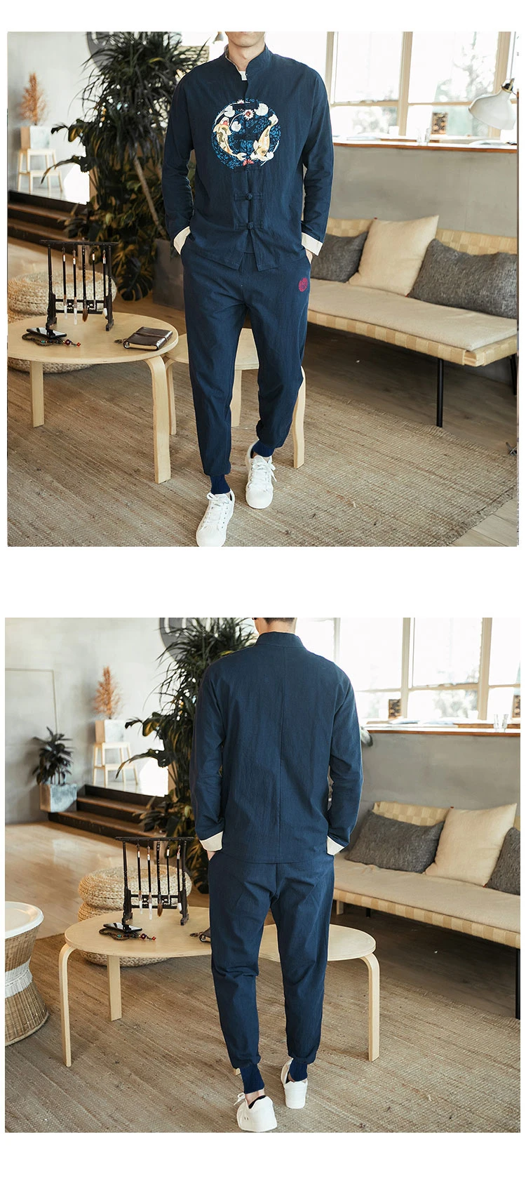 Китайский стиль вышивка мужские s наборы однобортный пиджак мужские и брюки 5XL