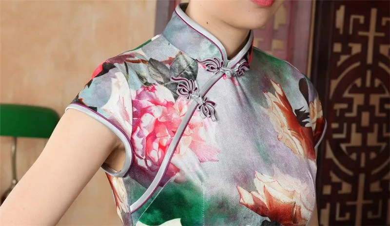 Шанхай история Одежда высшего качества платье Чонсам велюр платье ручной работы окрашенные чонг-sam короткий рукав вечернее платье TD0012
