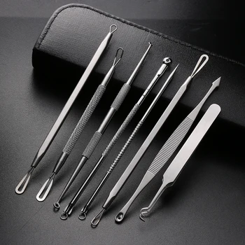 

8 Pcs/Set Face Blackhead Remover Tools Premium Blackhead Pimple Blemish Extractor Blackhead Cleaner Pimple Needles Skin Care Kit