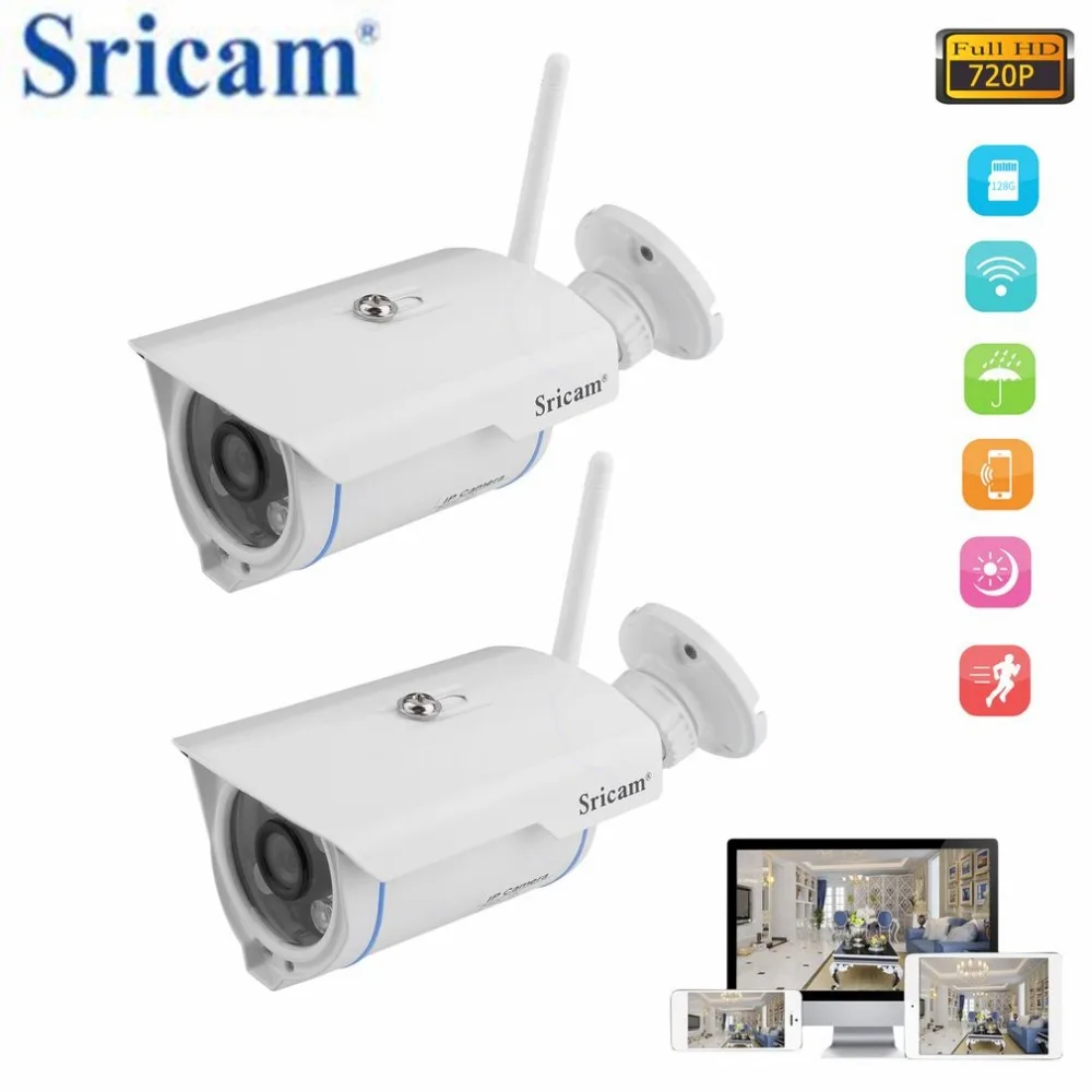 

Sricam 2Pcs HD Onvif 2.4 P2P IP Camera Wireless Network WIFI Outdoor Indoor Home Security Monitor Camera SP007 EU Plug