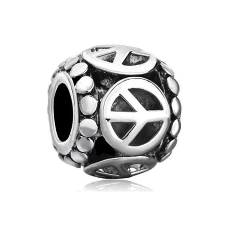

Metal hollow peace symbol European charm beads Fit Pandora Bracelet