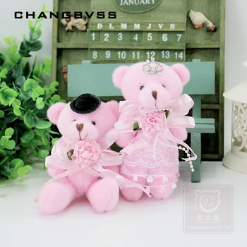 

2 PCS Mini Joint Couple Bears Dolls Plush Toys,Wedding Dress Stuffed Bear Doll,Wedding Gifts Couple Gifts Wedding Car Decoration