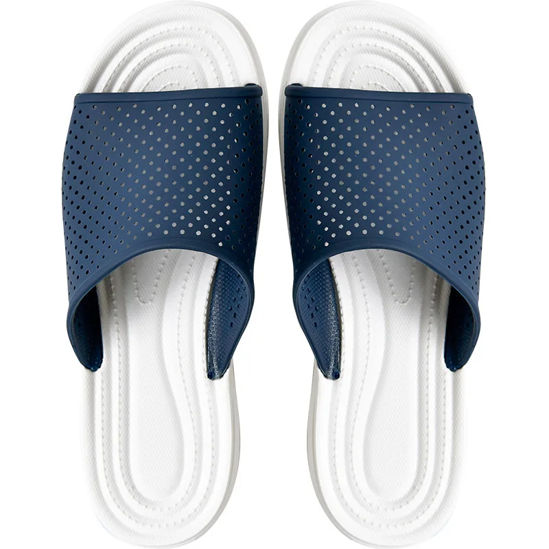 Летняя обувь Для мужчин домашние тапочки на платформе; дышащие пляжные шлепанцы без задника с открытыми пальцами Нескользящие мужские домашние для ношения на улице, Повседневные тапочки SH022203M