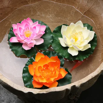 17 Cm Kunstmatige Valse Schuim Lotus Bloem Waterlelie Drijvende Zwembad Tuin Planten Decoratie Miniascape Decoratie Tuin 1 Pc