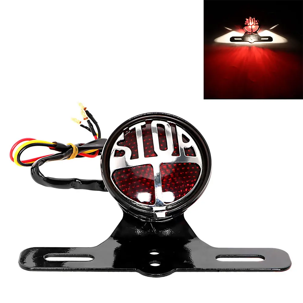 

LEEPEE Moto Tail Brake Stop Light Rear Lights Cafe Racer Indicator Lamp Motorcycle Lighting License Plate Bracket for Harley