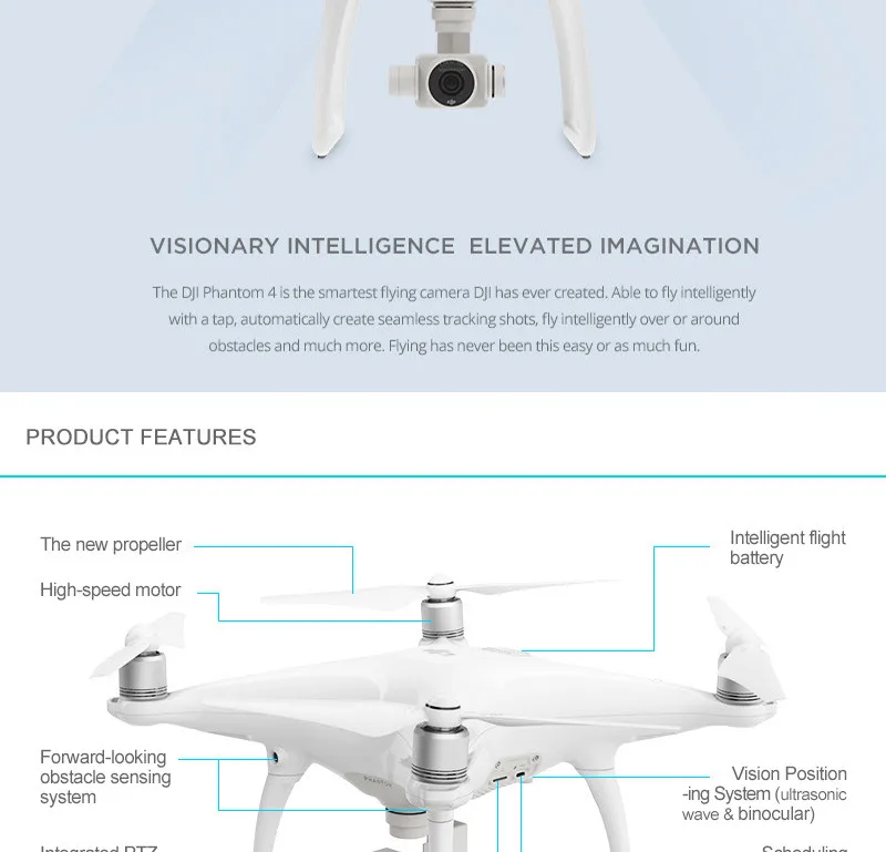 DJI Phantom 4 Quadcopter With 4K Camera And 3 Axis Gimbal For Drones Photographer PK DJII Phantom 3 Professional Mavic Pro
