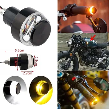 

Pair Universal 22mm Handlebar Motorcycle LED Handle Bar End Indicator Grip Turn Signal Light Indicator Amber White Blinker Lamp