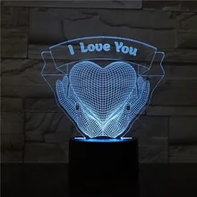 3D LED Lamp I Love You Heart Hands bedside 7 Color Changing Lampara RGB Boy Child Kids Birthday Gifts USB 3D LED Night Light wedding decor i love you heart 3d optical illusion mood light 7 colors change luminaria lava lamp kids night light novelty gifts