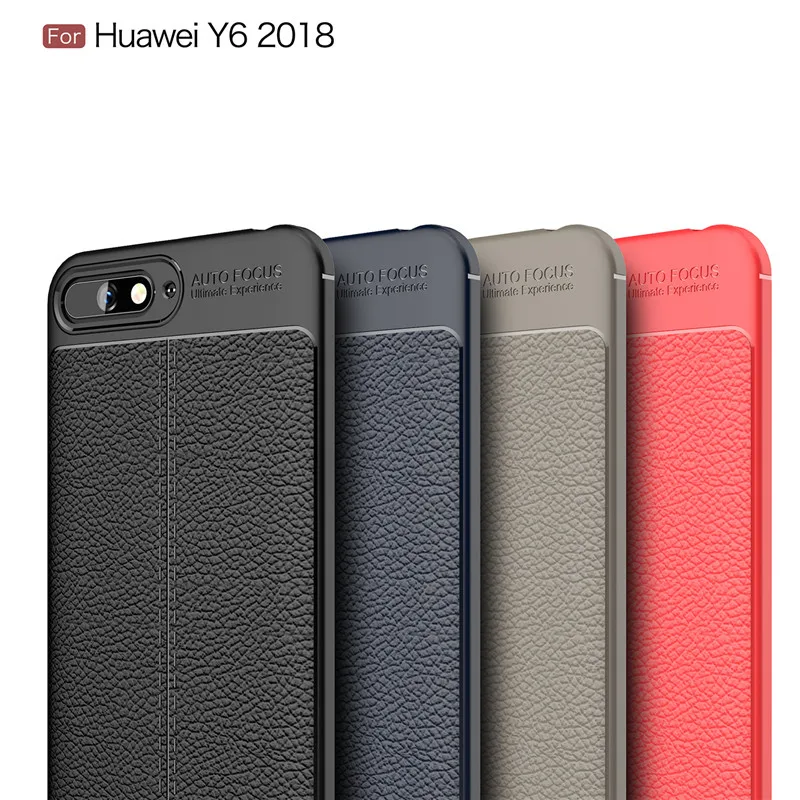 Luxury Shockproof Soft TPU Case For Huawei Y6 2018 Phone Back cover Leather for Huawei Y6 2018 Case Silicone Cover 5 (1)