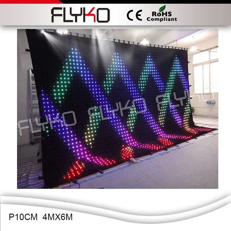 

CE ROHS led stage screen foldable soft led video screen p10cm 4mx6m led curtain