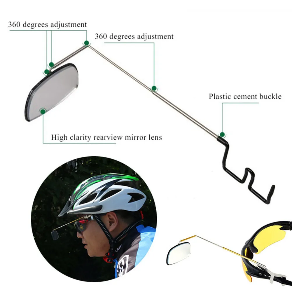 360 Degree Adjustable Bike Bicycle Riding Glasses Mirror Lightweight Cycling Sunglasses Mount Rearview Mirror