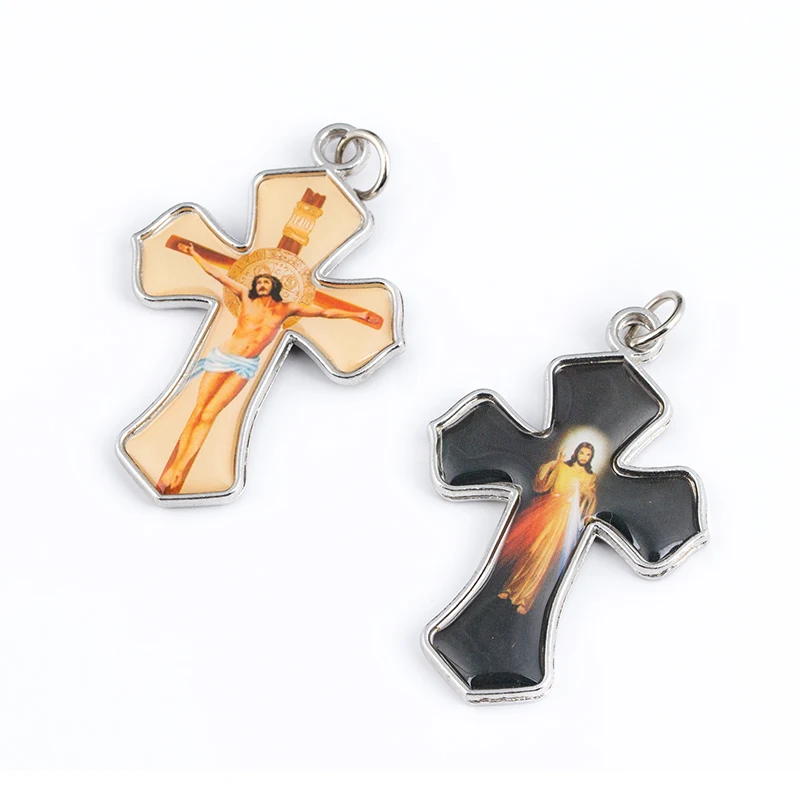 

Double Enamel Divine Mercy Love Jesus Religion Motivational Crucifix Pendants and BlaDock Rope Wire Cross Pendants Necklace