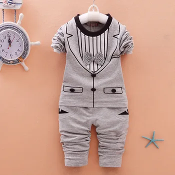 

2016 New Style Baby Clothes Sets Stripe Tie Sweater + Pants 2pcs Sets for Infantal Boy Outfit Kids Clothing Spring Fall