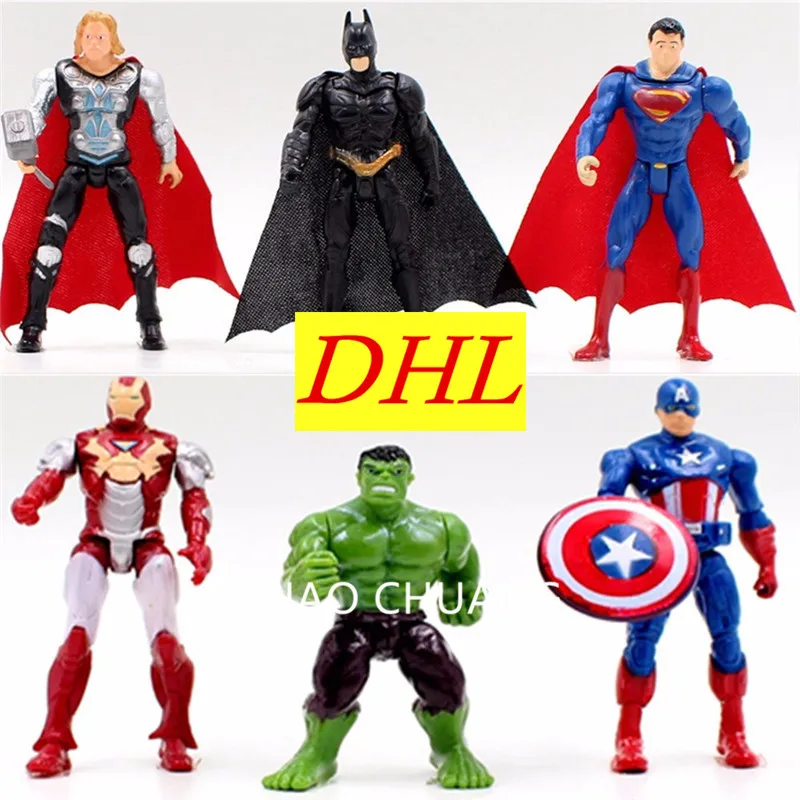 

6Pcs/set Avengers:Infinity War Justice League Superhero Iron Man Batman Thor Captain America Superman Hulk Action Figure Toy J51