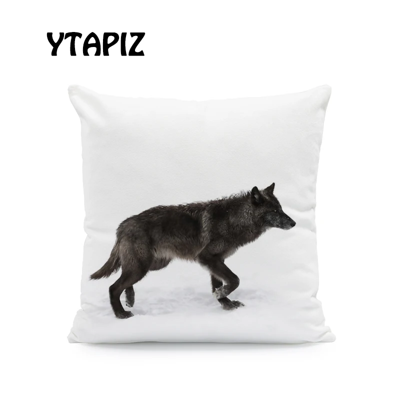 Us 3 43 7 Off Personalized Snow Pillow Covers White Orange Fox Black Wolf Decorations Farmhouse Bedroom Sofa Cushion Covers 45 45 Velvet In