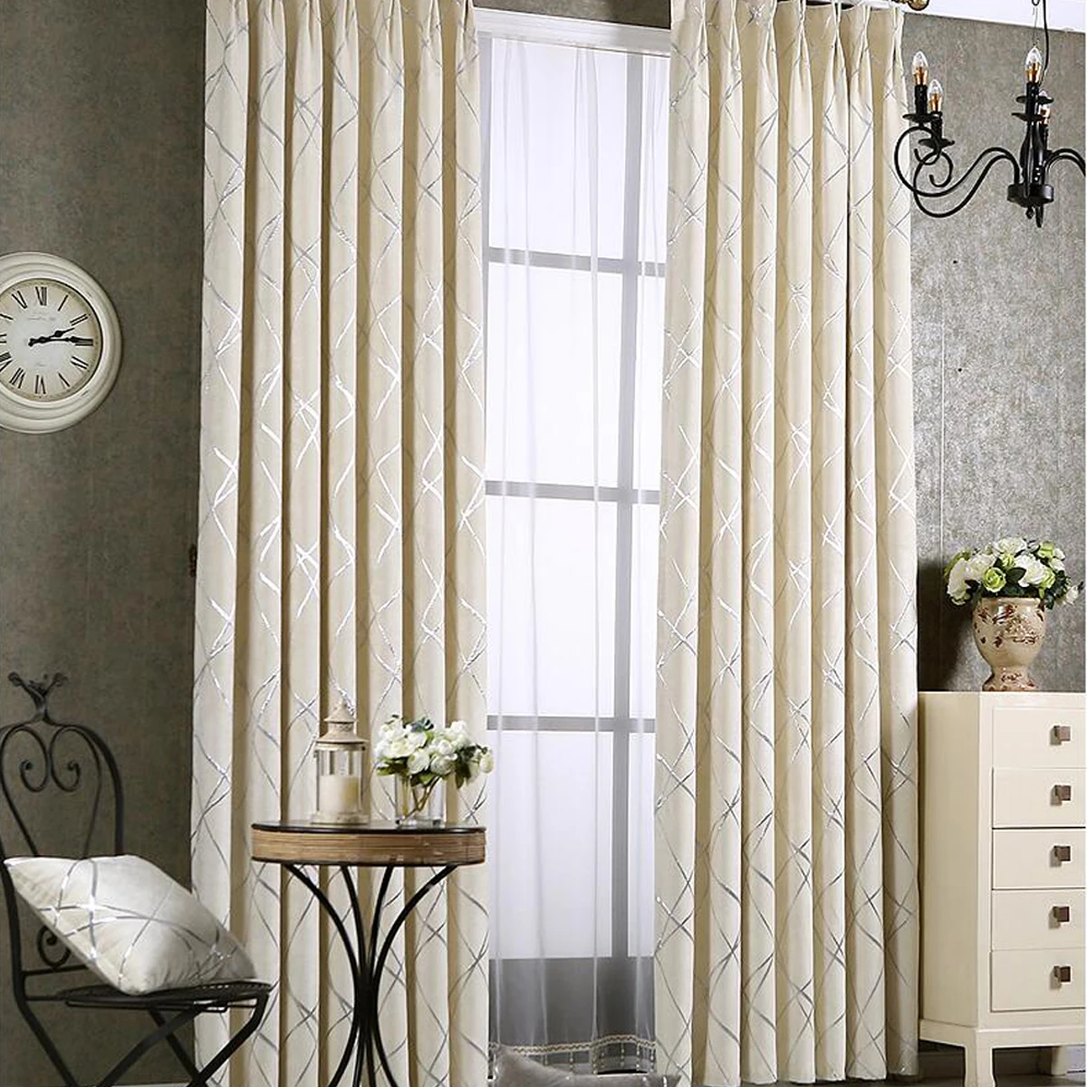Светло-коричневые затемненные жаккардовые шторы для гостиной, шениль, американская современная Роскошная штора, ткань в полоску, драпировка, окно для спальни