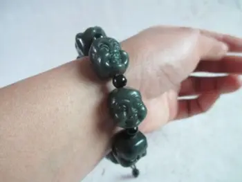 

100% Elaborate China's Xinjiang hotan jade double Buddha bracelet, can scale