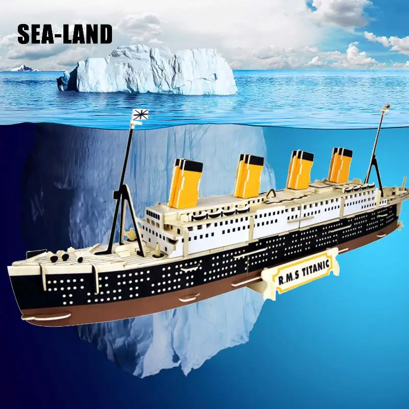 Montessori 3D Wood Puzzle Toys Titanic Model Children Puzzle Educational Interactive Toy For Family A Hobby Gift For Children