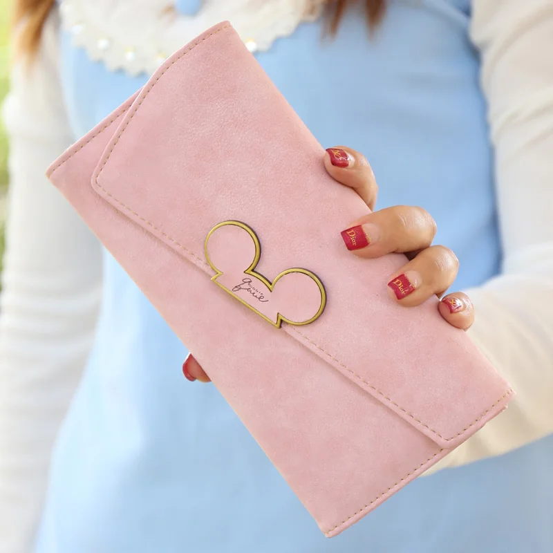

JI HAO Fashion 3 Folds Women Wallet nubuck PU leather Hasp Clutch money wallets solid Coin Pocket Card holder purse pink bag