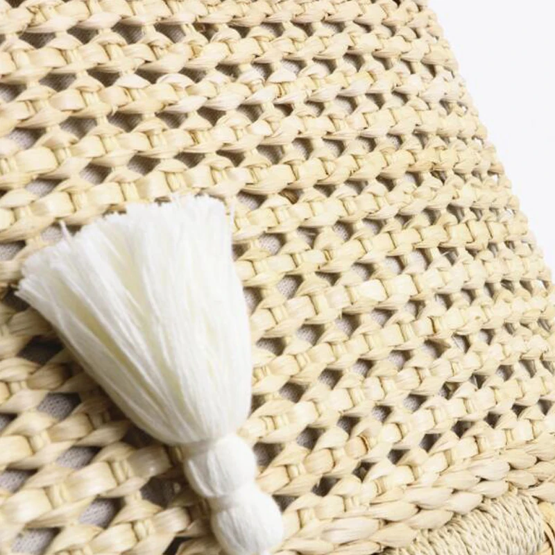2 цвета, Плетеная соломенная сумка с полой бахромой, деревянная ручка, натуральный цвет, сумка для покупок, женская модная сумка-мессенджер с кисточкой