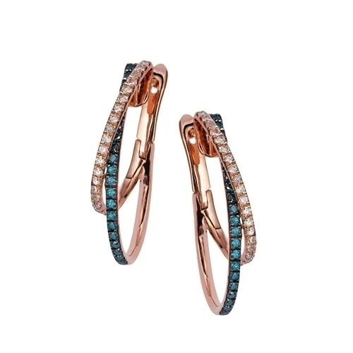 1/2 ct.Blue and White April Birthstone Diamond Earrings in 14k Rose Gold