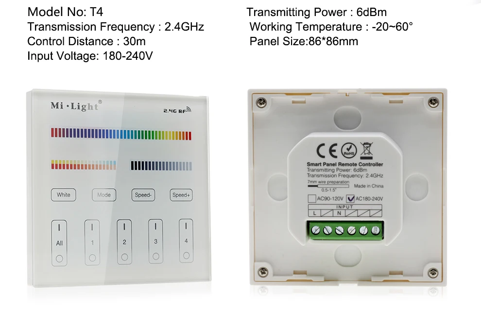 Milight T1/T2/T3/T4/B0/B1/B2/B3/B4/B8 яркость/CT/RGB/RGBW/RGB+ CCT 2,4G беспроводной светодиодный умный пульт дистанционного управления регулятор линейного светильника