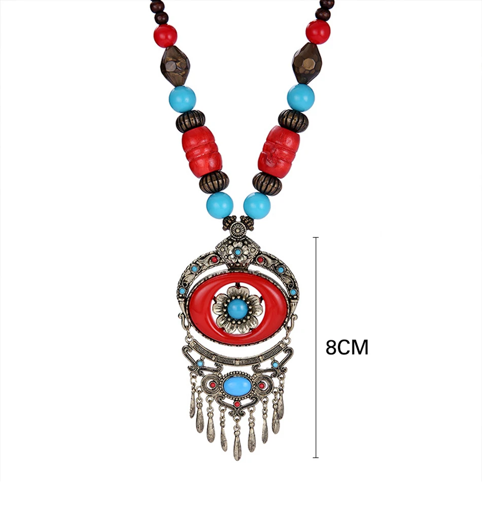 Богемное этническое деревянное ожерелье тибетский винтажный металлический бисер Макси кулон ожерелье s Женские аксессуары Одежда Платье Бохо ювелирные изделия