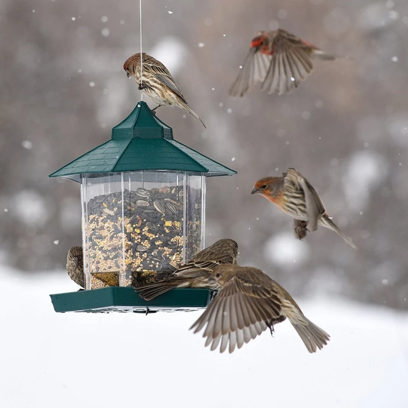 Waterproof Gazebo Hanging Wild Bird Feeder Villa Outdoor Feeding Garden Decors