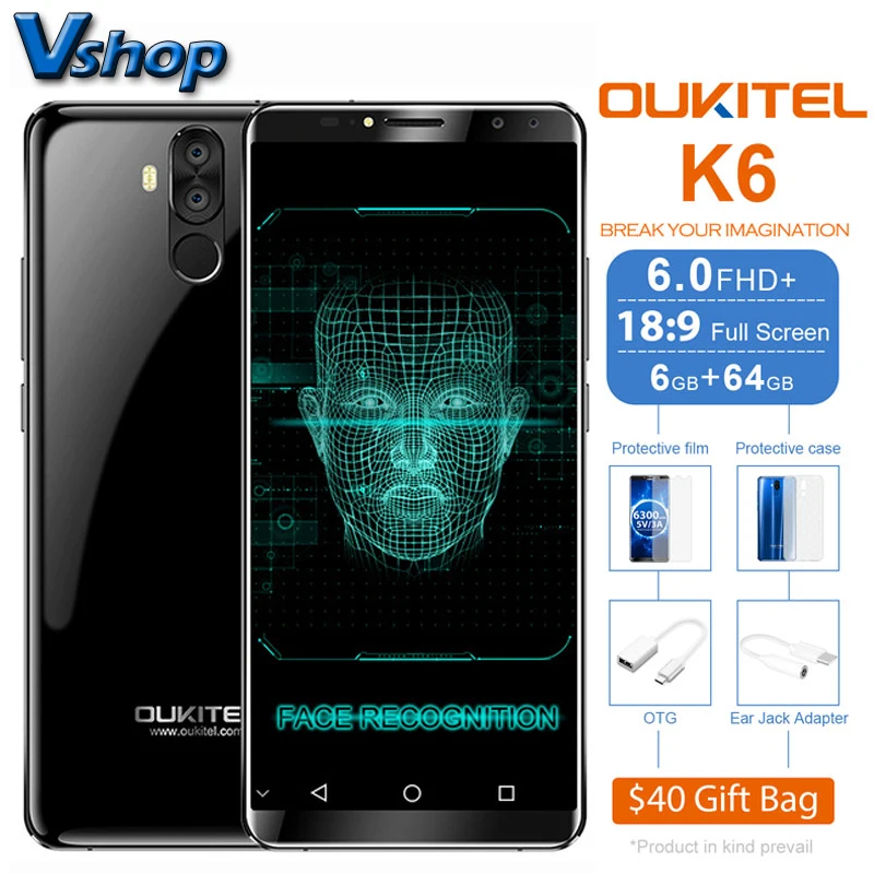 Оригинальный OUKITEL K6 4G мобильные телефоны Android 7 1 6 ГБ + B восьмиядерный смартфон 6300