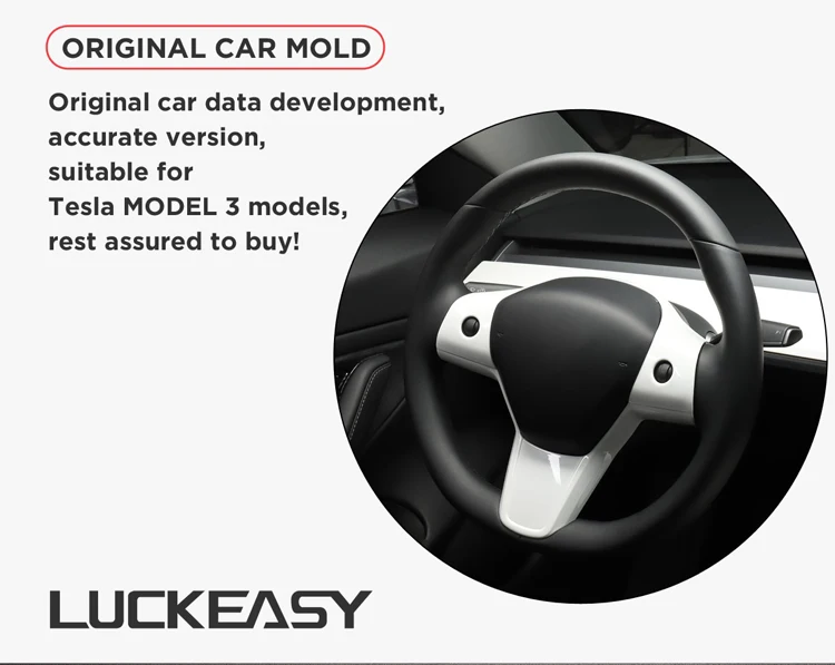 Decorativo do Volante do Carro para Tesla Luckeasy Remendo Modelo Volante Acessórios Quadro Decorativo Vermelho - Branco 3 Abs 27 quadro decorativo remendo vermelho branco