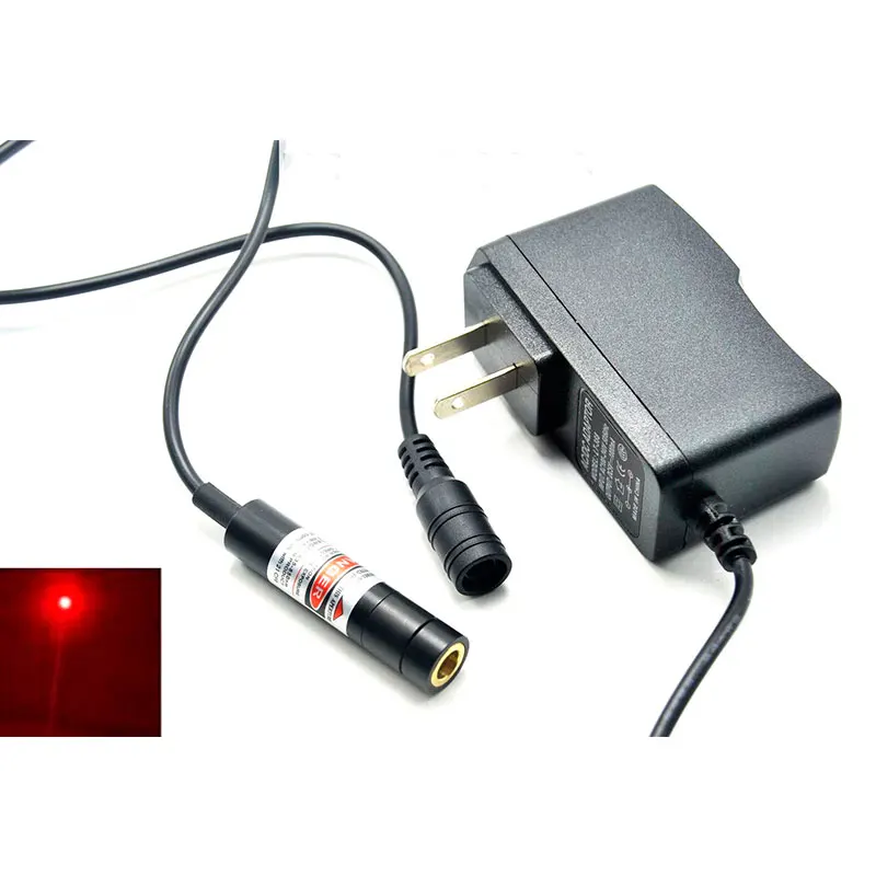 12x55mm Focusable 20mw 650nm Red Laser Locator Module Focus Dot Sewing / Positioning w 5V AC Adapter