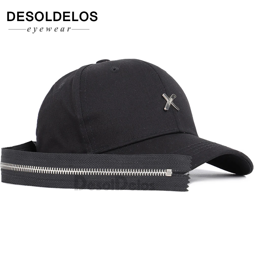 

Men & Women Fashion Long Belt Ribbon Black Baseball Caps 2019 Fashion Summer New Hip Hop Cap With Ring Snapback Hat Unisex Punk
