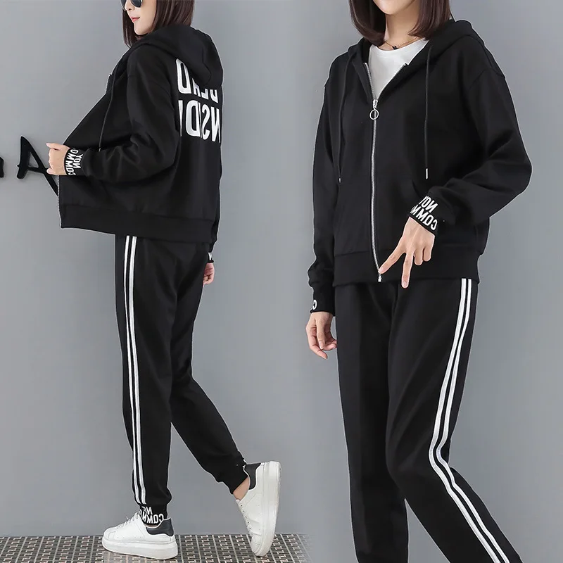 

Sport Suits Women Sportswear M-XXXL Spring Autumn Women Sportswear Running Set Plus Size Tracksuits Cardigan Women Hoodies Pants