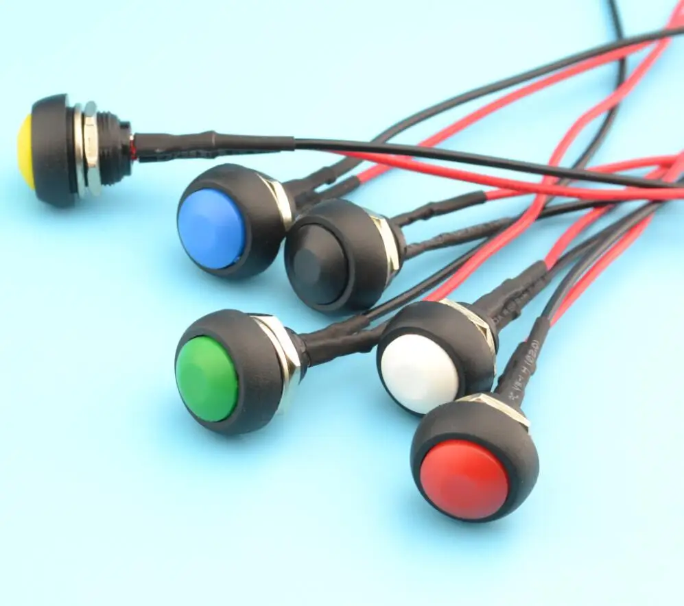 12mm Momentary Self Return Waterproof Push button Switch with 20cm wire